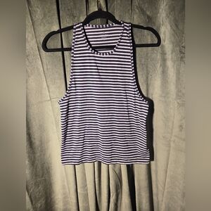 Athleta Navy and White Striped Racerback Tank